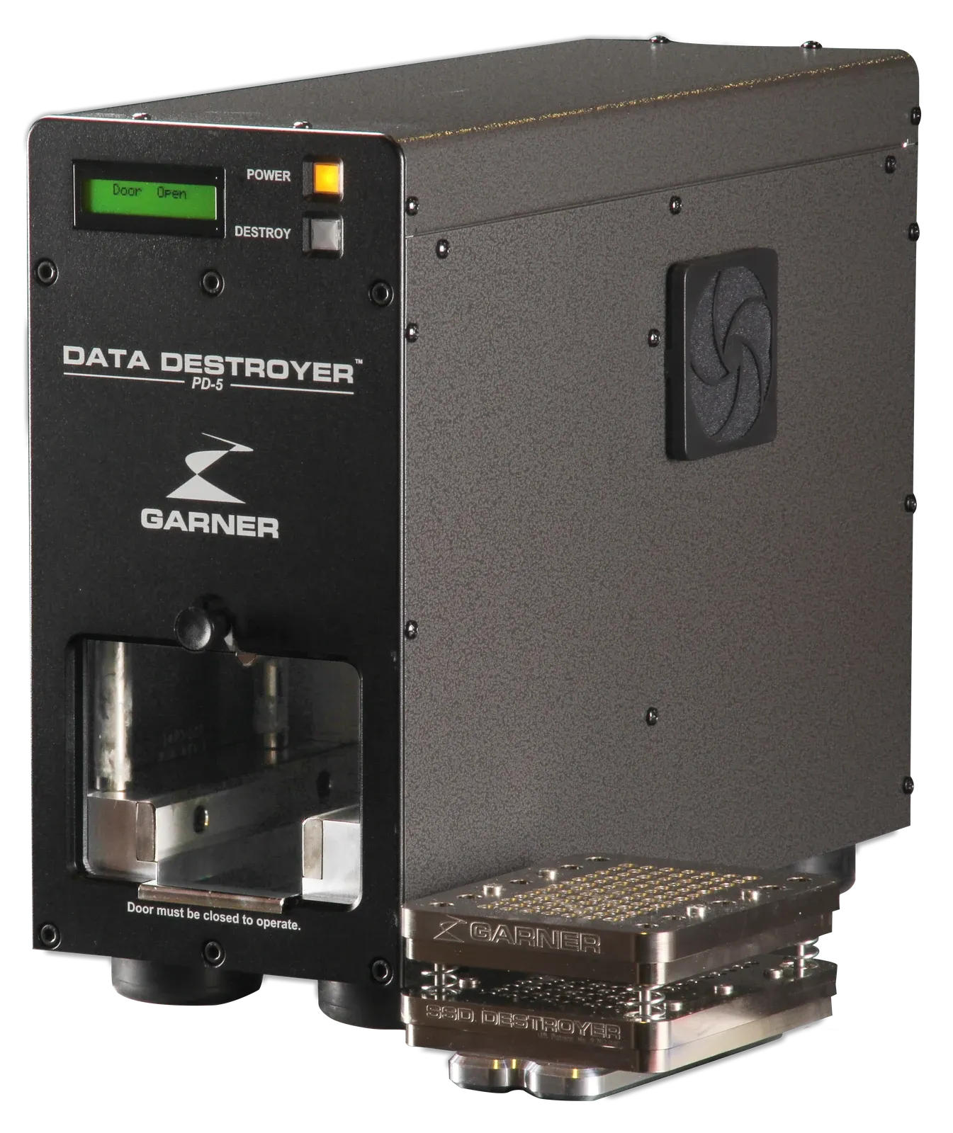 Garner PD-5E avec l’insert SSD-1E dans la chambre de destruction